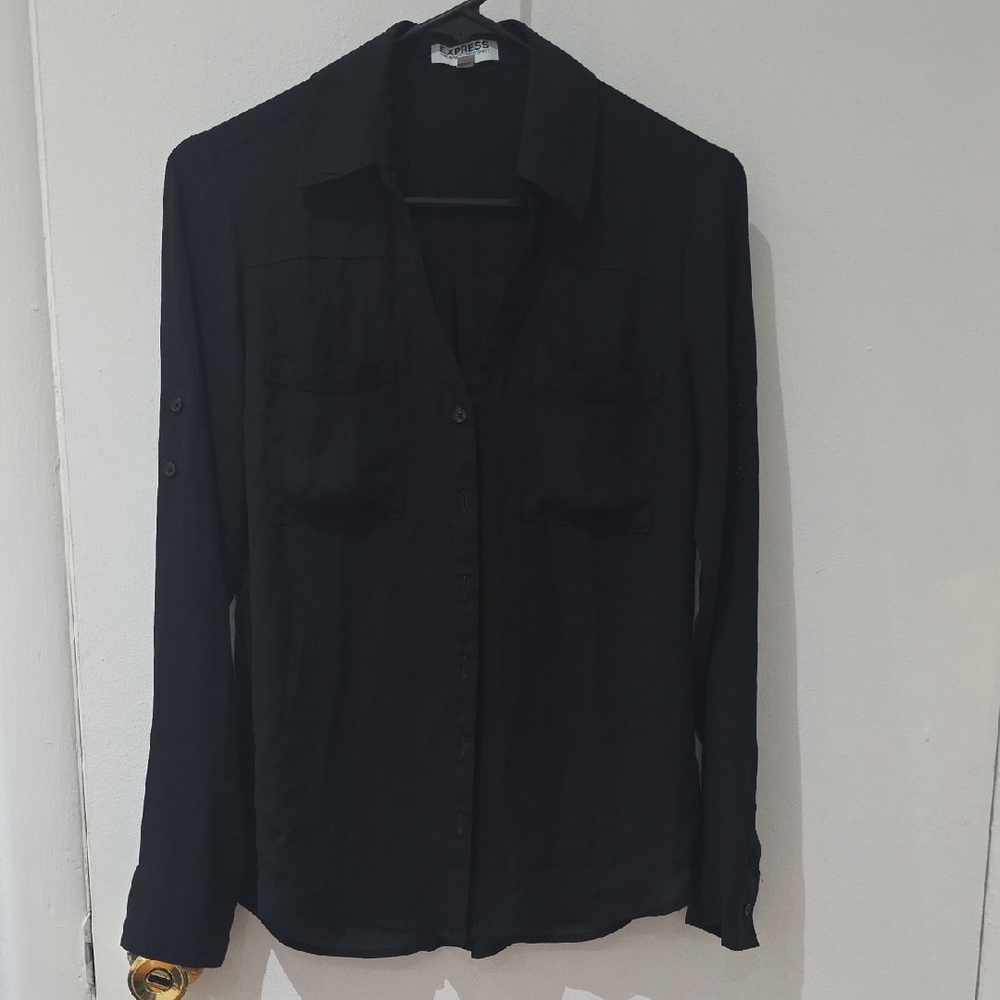 Express Black Button-Up Blouse